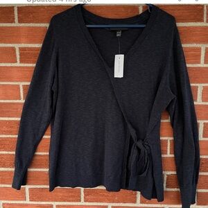 NWT Lane Bryant Faux Wrap Light Sweater Charcoal Grey Size 18/20